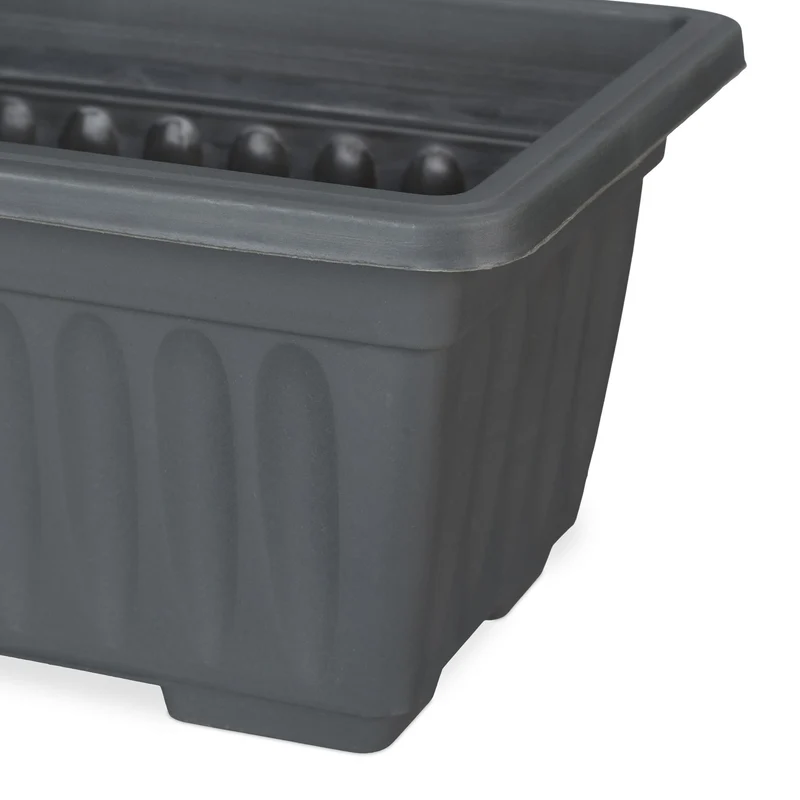 Lot de 4 jardinières étroites empilables jardin intérieur balcon 14 x 34 x 18,5 cm en plastique anthracite 13_0010913