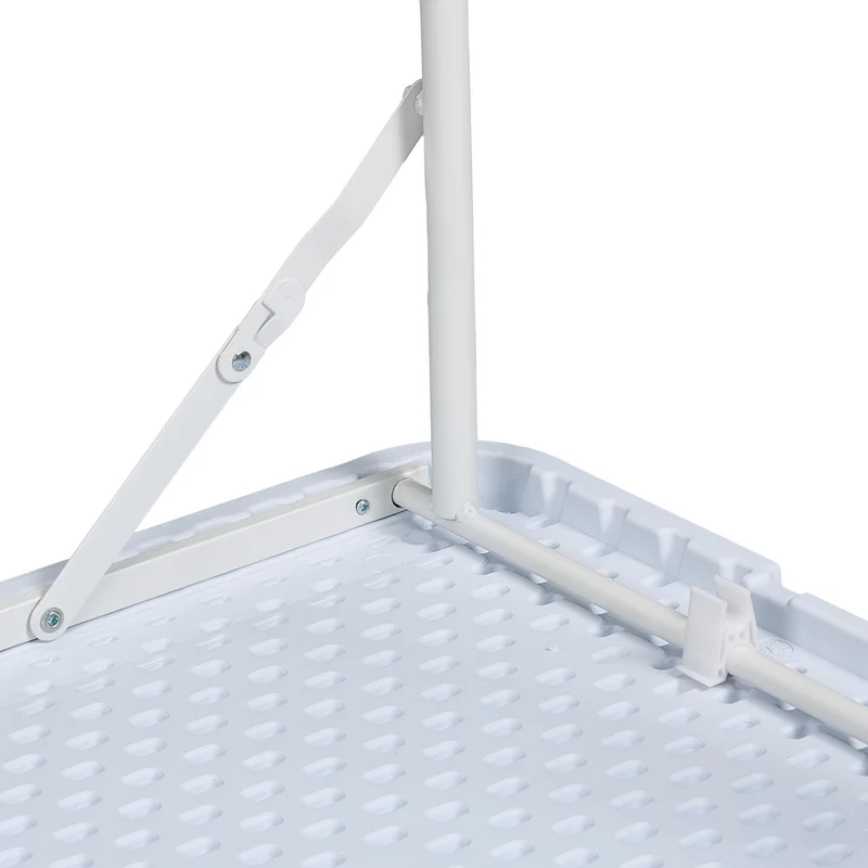 Table de jardin réglable hauteur 120 x 60 cm design moderne extérieur pratique en plastique blanc 13_0015779