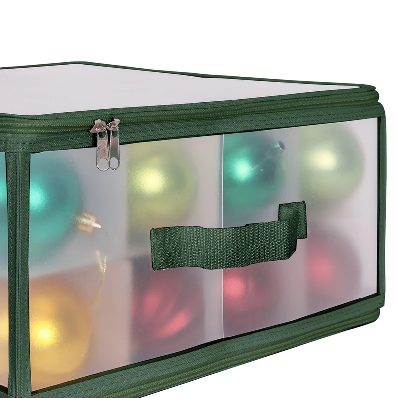 Boîte de rangement pour décorations de Noël 37 x 73 x 36 cm avec séparateurs ajustables en plastique transparent 13_0017996