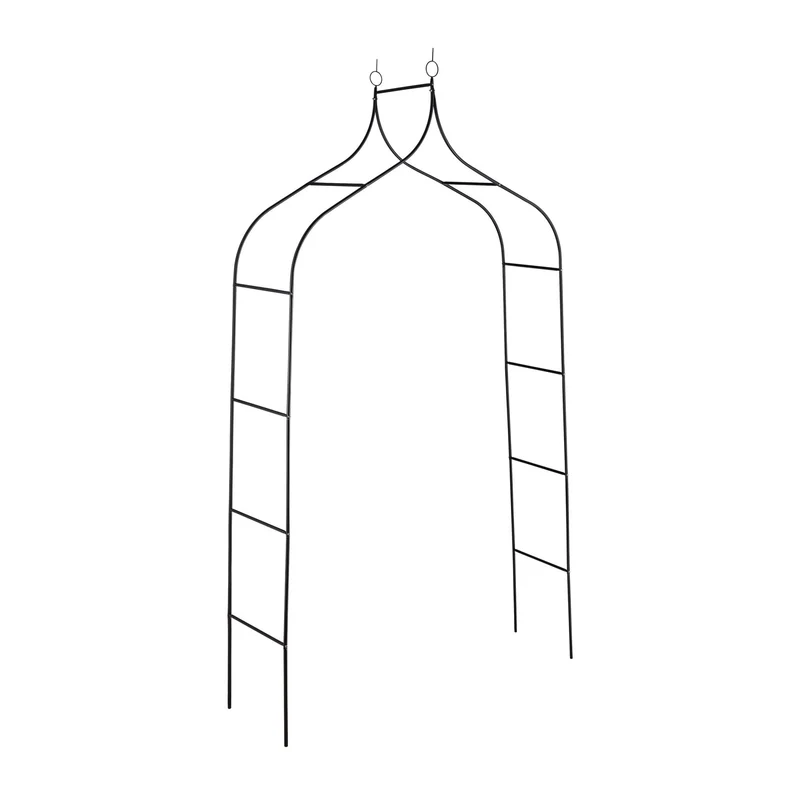 Portail à rosier pour plantes grimpantes jardin 200 x 100 x 15 cm en métal noir 13_0011757