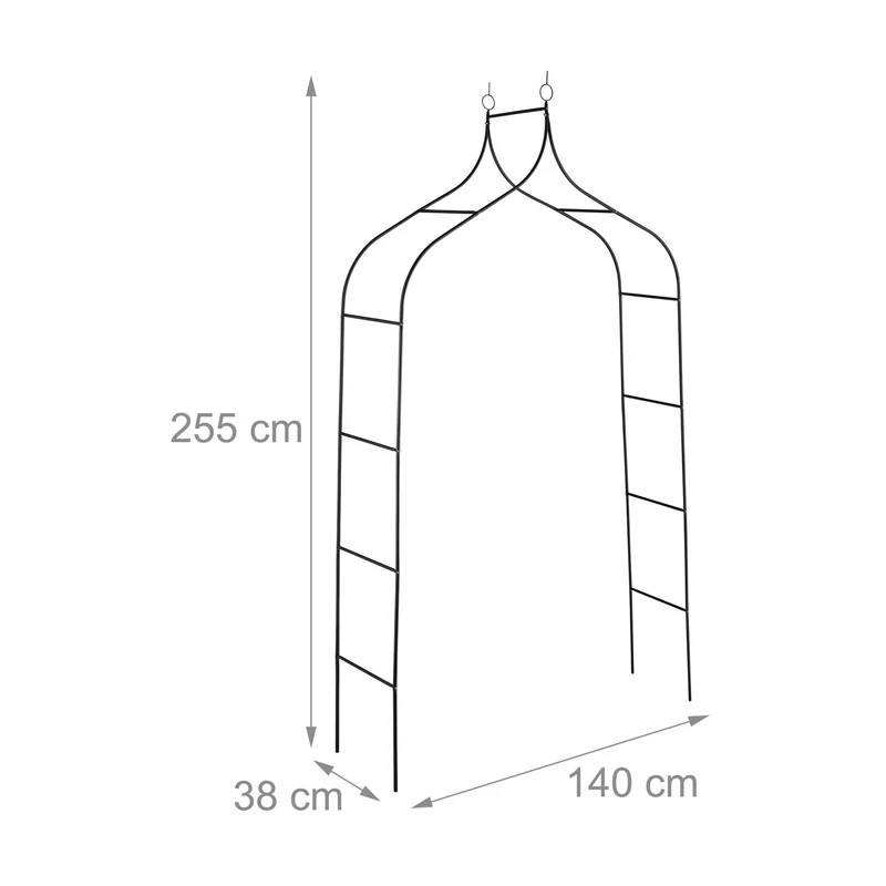 Portail à rosier pour plantes grimpantes jardin 200 x 100 x 15 cm en métal noir 13_0011757