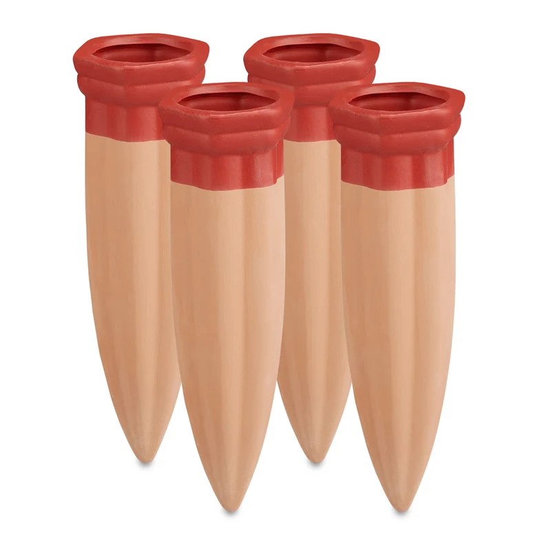Lot de 4 cônes d'arrosage en argile pour jardin balcon intérieur 12 x 10 cm arrosage automatique pratique en argile terracotta 13_0010398