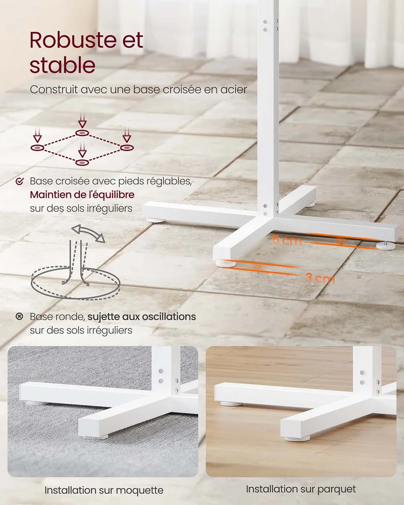 Table de bar haute cadre en métal 60 x 60 x 104,5 cm pour salle à manger bistrot montage facile base en croix pour 2-3 personnes style moderne blanc 12_0007575