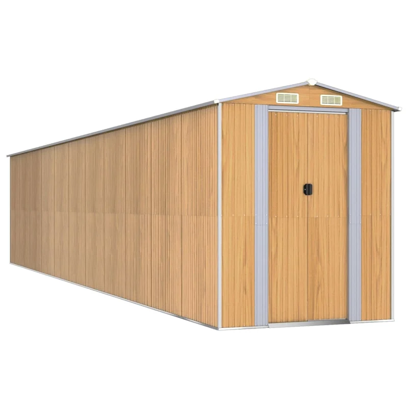 Abri de jardin cabane cabanon maison de stockage remise extérieur hangar outils robuste clair 192 x 938 x 223 cm acier galvanisé marron 02_0022311