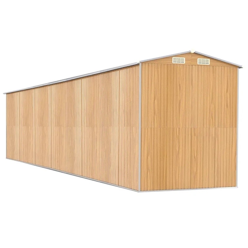 Abri de jardin cabane cabanon maison de stockage remise extérieur hangar outils robuste clair 192 x 938 x 223 cm acier galvanisé marron 02_0022311