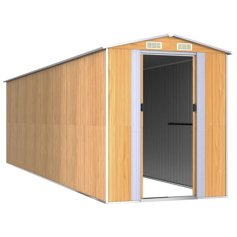 Abri de jardin cabane cabanon maison de stockage remise extérieur hangar outils robuste clair 192 x 689 x 223 cm acier galvanisé marron 02_0022308