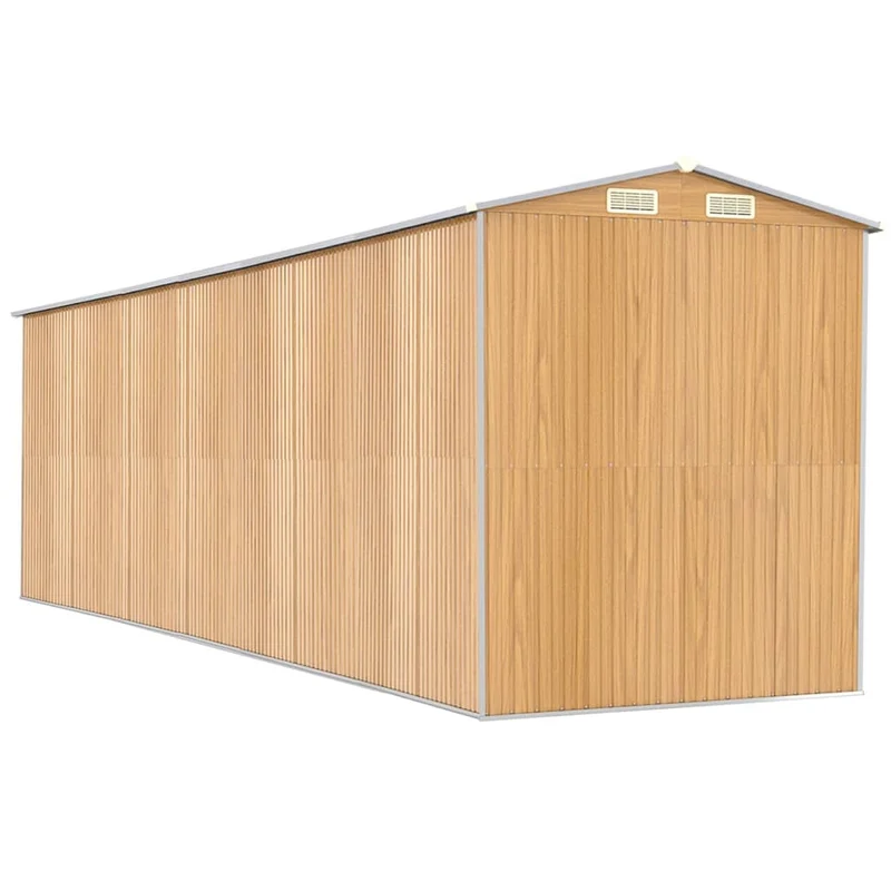 Abri de jardin cabane cabanon maison de stockage remise extérieur hangar outils robuste clair 192 x 689 x 223 cm acier galvanisé marron 02_0022308