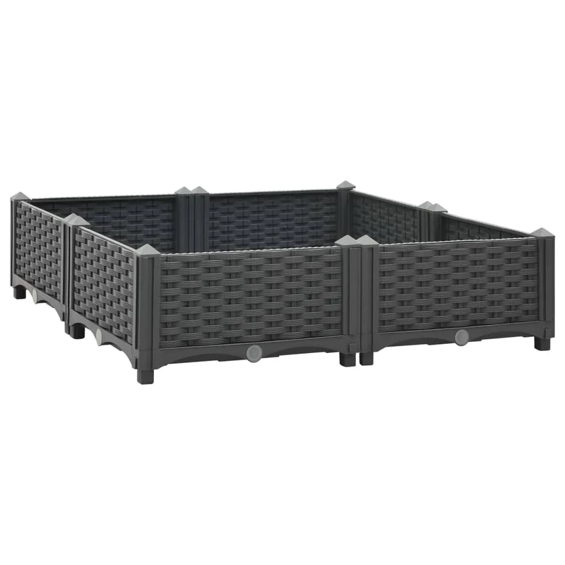 Jardinière lit surélevé plantes fleurs jardin 80 x 80 x 23 cm polypropylène gris foncé 02_0000951