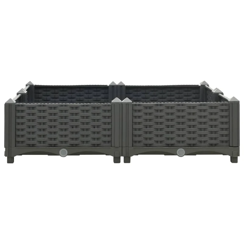 Jardinière lit surélevé plantes fleurs jardin 80 x 80 x 23 cm polypropylène gris foncé 02_0000951