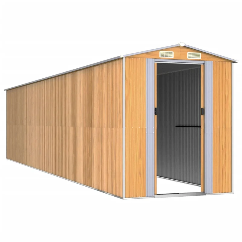 Abri de jardin cabane cabanon maison de stockage remise extérieur hangar outils robuste clair 192 x 855 x 223 cm acier galvanisé marron 02_0022310