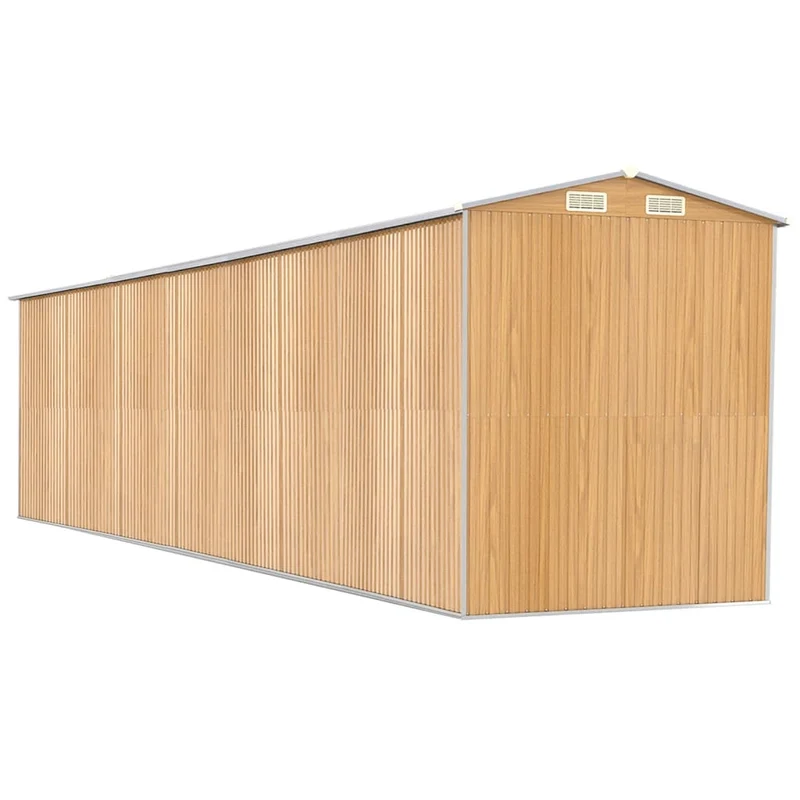 Abri de jardin cabane cabanon maison de stockage remise extérieur hangar outils robuste clair 192 x 855 x 223 cm acier galvanisé marron 02_0022310