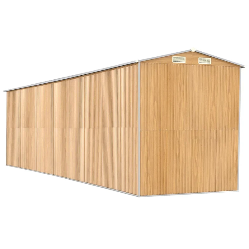 Abri de jardin cabane cabanon maison de stockage remise extérieur hangar outils robuste clair 192 x 772 x 223 cm acier galvanisé marron 02_0022309