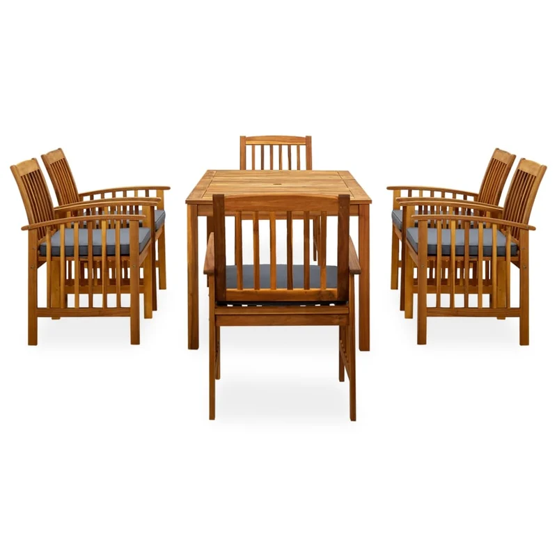 Mobilier à dîner de jardin 7 pièces avec coussins acacia solide 02_0014804