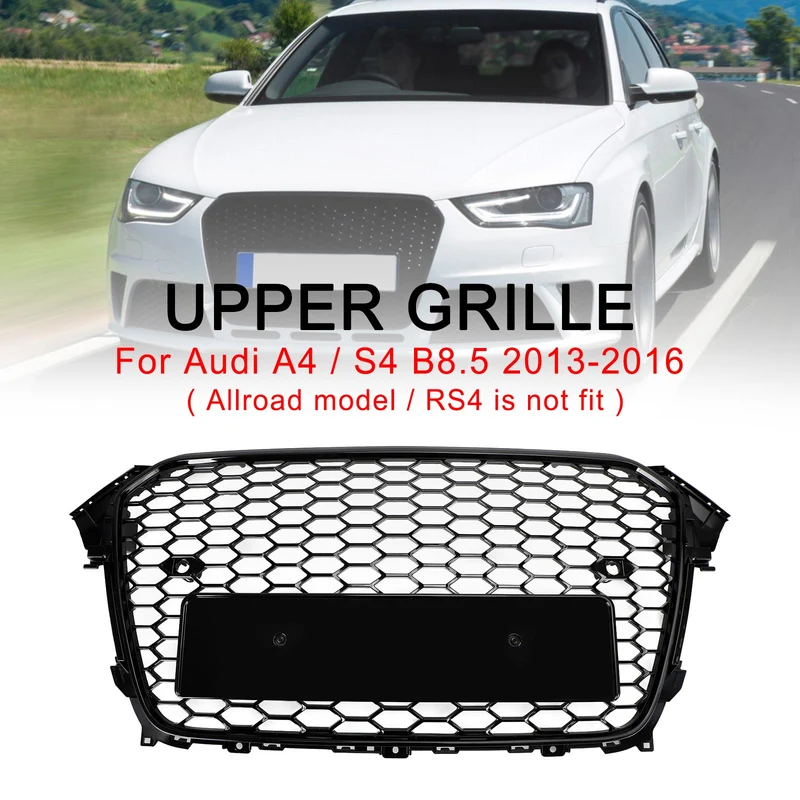 Grille Avant Style RS4 Noir Brillant Audi A4 S4 2013-2016
