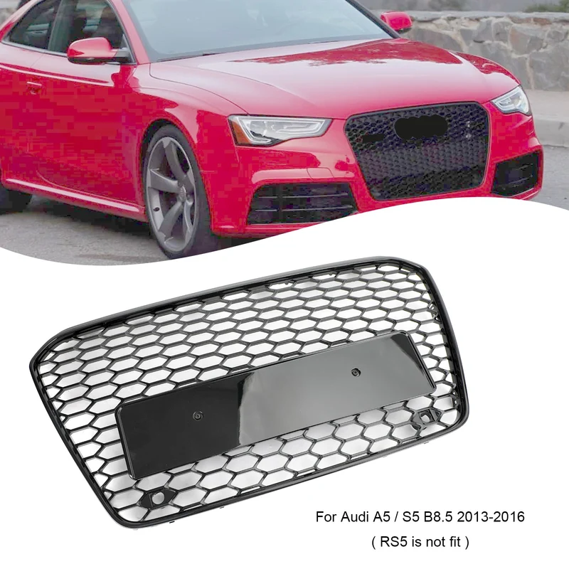 Grille Avant Maille Nid Abeille Style RS5 Noir Brillant Audi