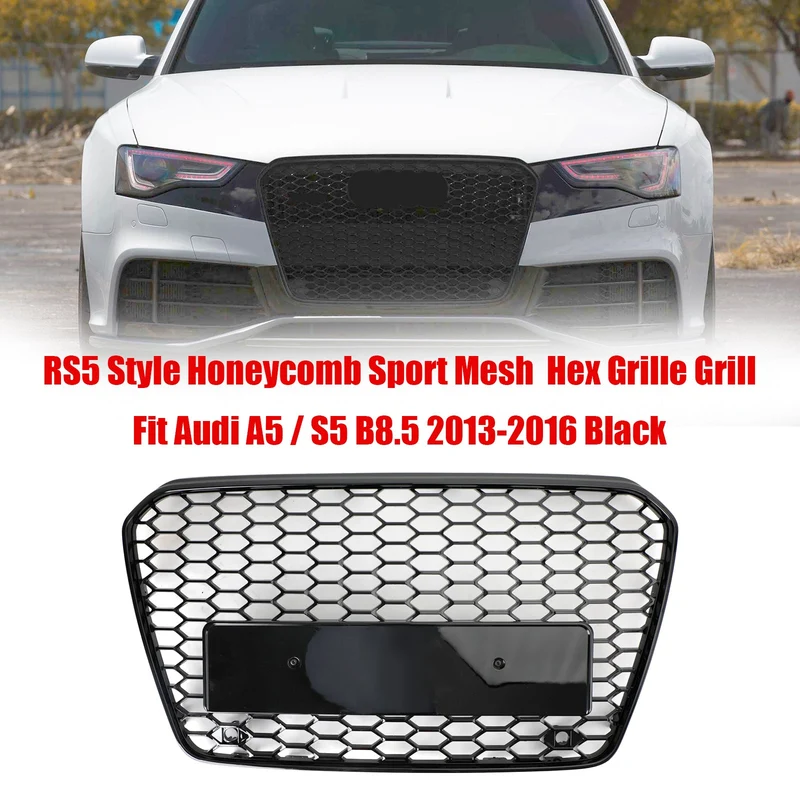 Grille Avant Maille Nid Abeille Style RS5 Noir Brillant Audi