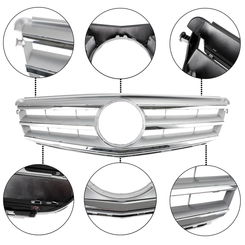 Grille Pare-Chocs Avant Benz Classe C W204 LED Chromé 2008-2014