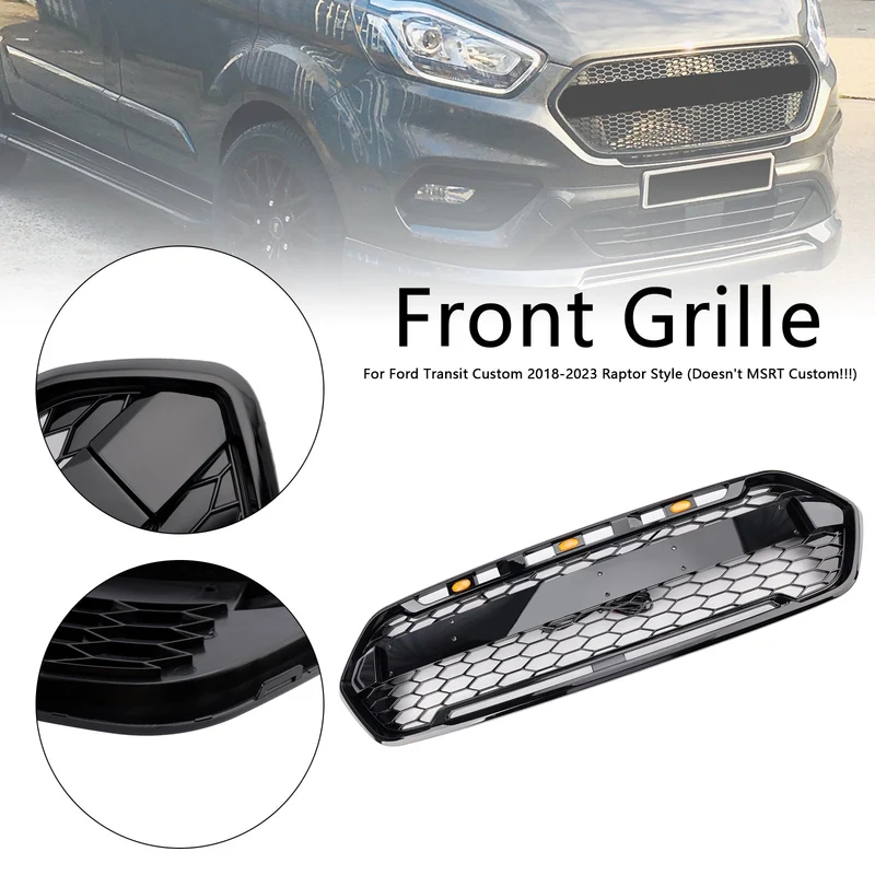 Calandre Pare-Chocs Avant Noir Brillant 3 LED Ford Transit Custom