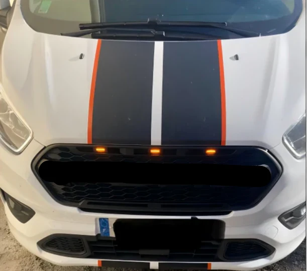 GZ.A FT-QX-DD Calandre Ford Transit 2018-2023 Noir Mat Éclairage