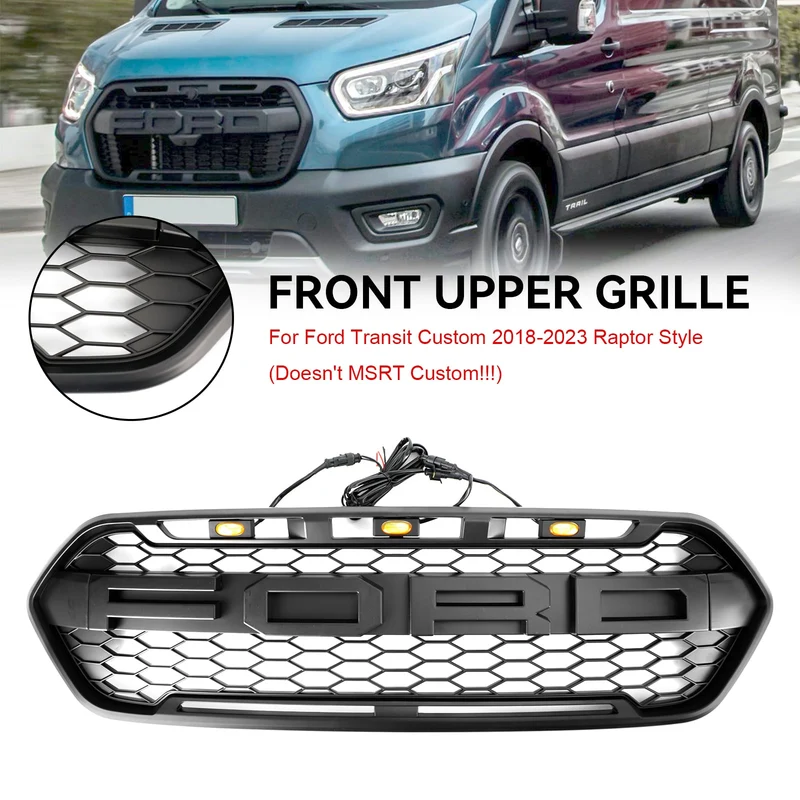 GZ.A FT-QX-DD Calandre Ford Transit 2018-2023 Noir Mat Éclairage