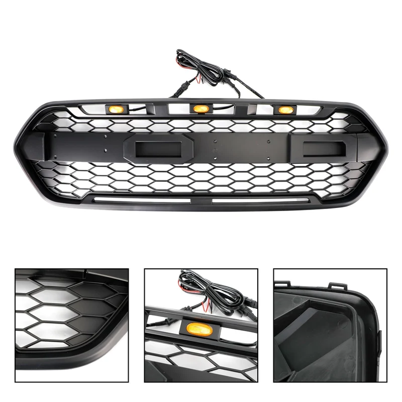 GZ.A FT-QX-DD Calandre Ford Transit 2018-2023 Noir Mat Éclairage