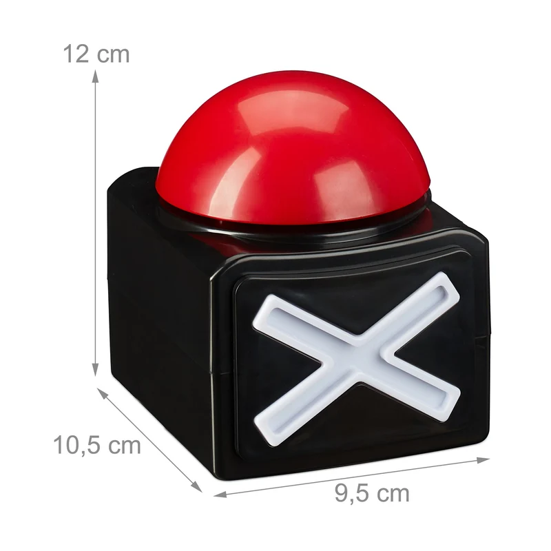 Buzzer de quiz lumineux pour jeux en famille 10 x 10 x 10 cm en plastique rouge 13_0010498
