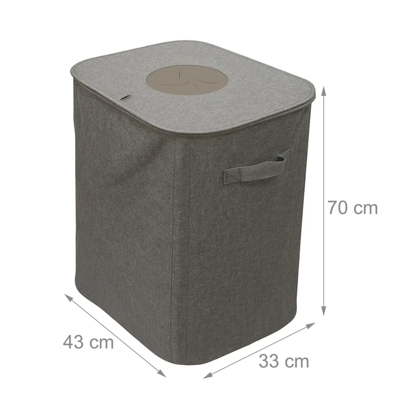 Conteneur de collecte 100 litres rangement pratique bureau cuisine 70 x 43 x 33 cm en polyester gris 13_0017923