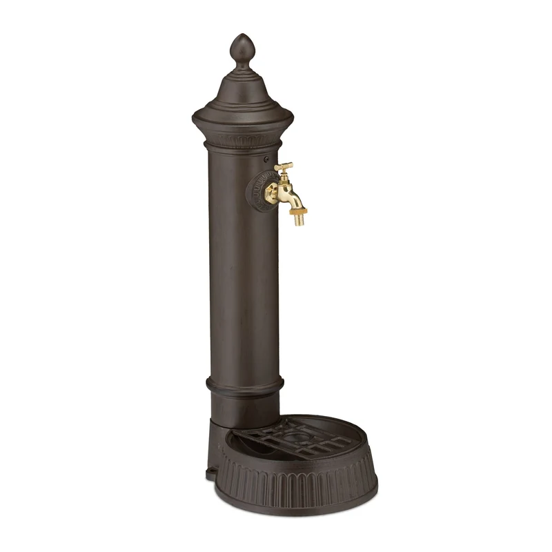 Fontaine d'extérieur design nostalgique jardin avec robinet 70 x 30 x 30 cm en métal marron foncé 13_0015666