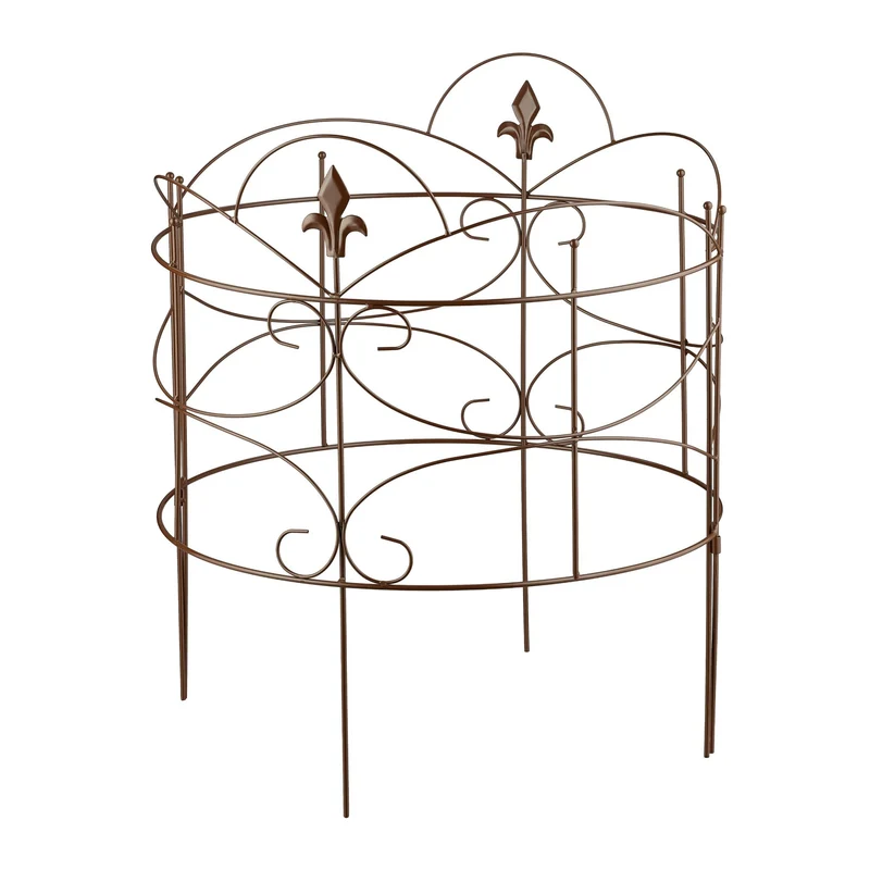 Lot de 2 supports décoratifs demi-cercle jardin pour plantes vivaces en fer noir 13_0016825