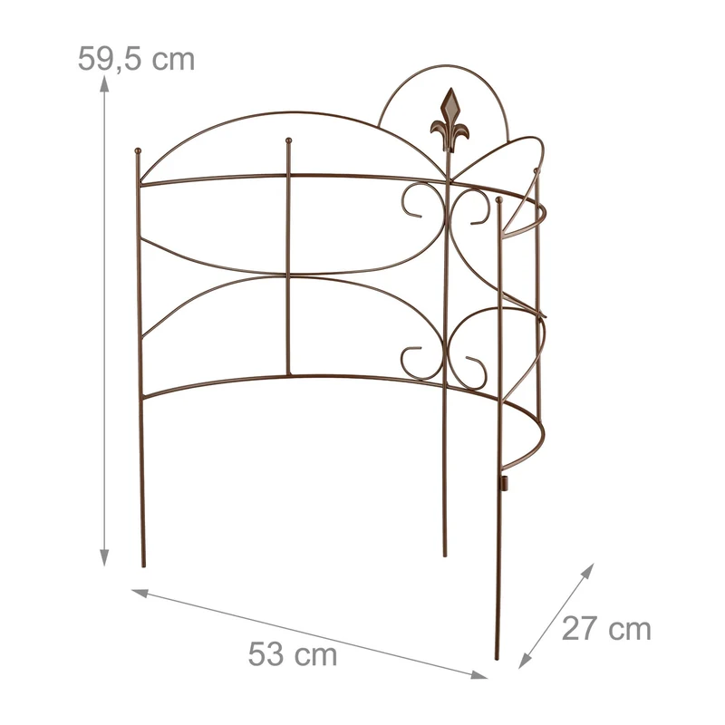 Lot de 2 supports décoratifs demi-cercle jardin pour plantes vivaces en fer noir 13_0016825