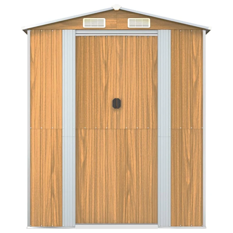 Abri de jardin cabane cabanon maison de stockage remise extérieur hangar outils robuste clair 192 x 606 x 223 cm acier galvanisé marron 02_0022307