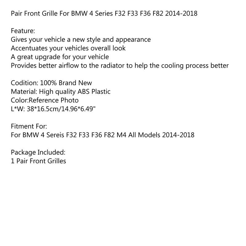 Calandre Diamant BMW Série 4 F32 F36 F82 Noir Chrome