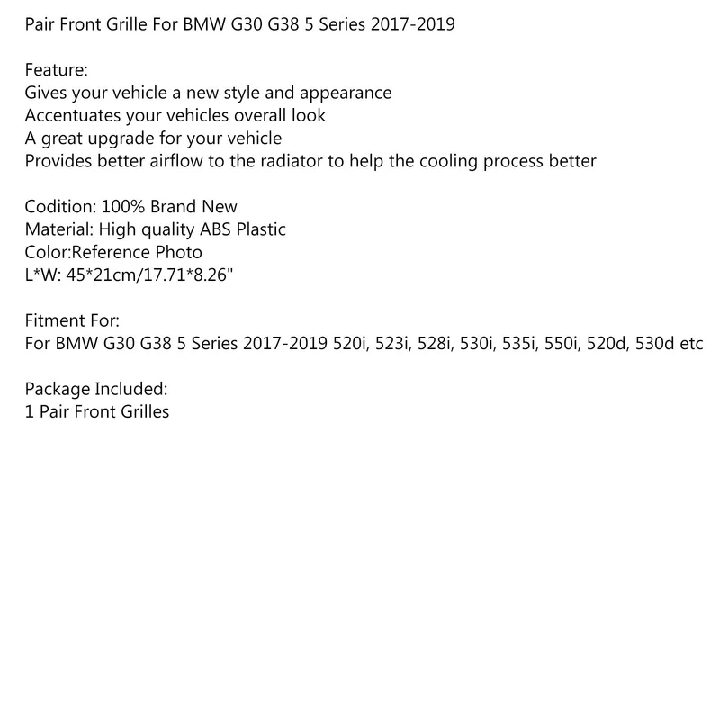 Calandres Avant Diamant Chromé BMW G30 G38 2017-2019