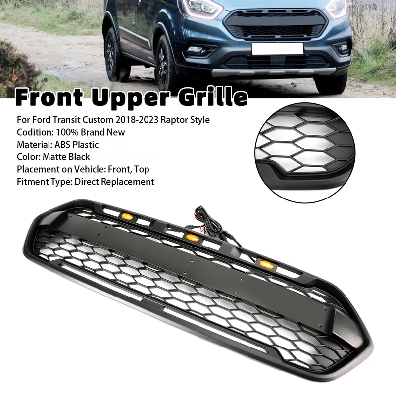 Grille Pare-Chocs Avant Noire Mat Style Raptor Ford Transit Custom