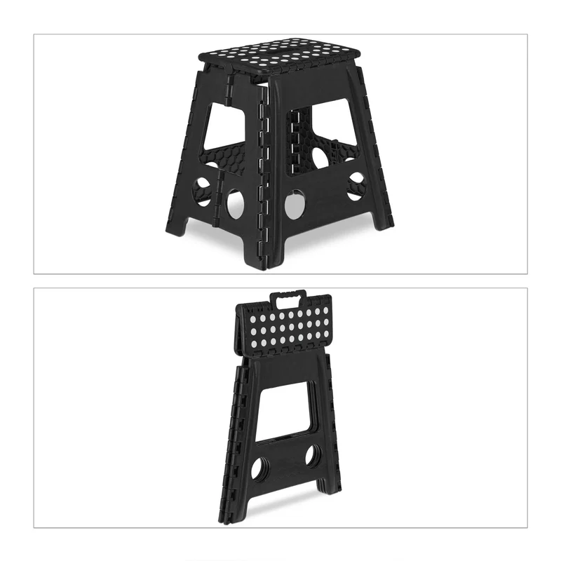 Tabouret pliable pratique et léger 70 x 40 x 30 cm en polypropylène noir 13_0011135