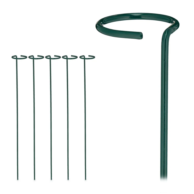 Lot de 6 tuteurs à tomates pour plantes grimpantes jardin 60 x 30 cm en métal vert 13_0013807