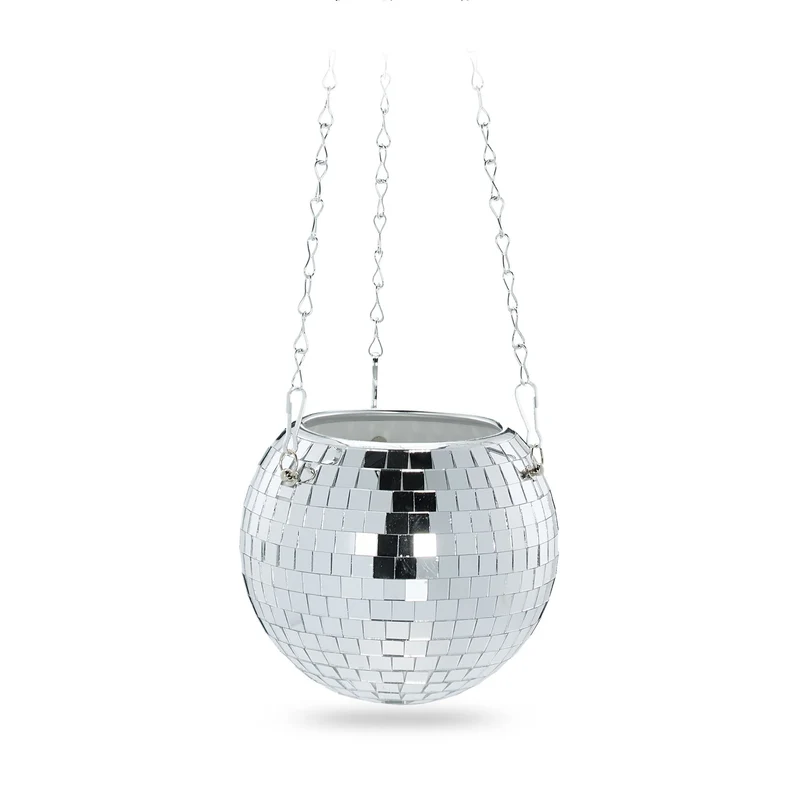 Support plante suspendue design décoratif ambiance cosy 15 x 15 x 15 cm en métal argenté 13_0015416