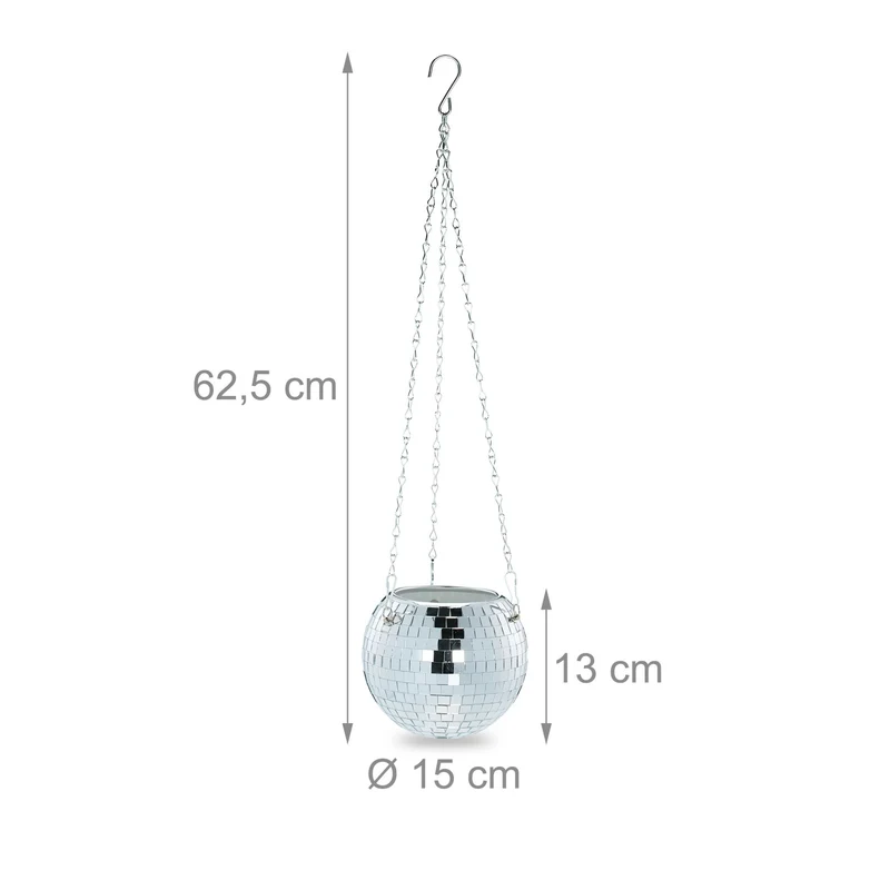 Support plante suspendue design décoratif ambiance cosy 15 x 15 x 15 cm en métal argenté 13_0015416