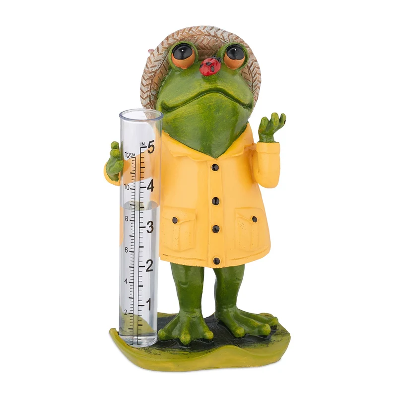 Pluviomètre analogique grenouille déco jardin 12 x 12 x 30 cm résistant aux intempéries en plastique vert 13_0012607