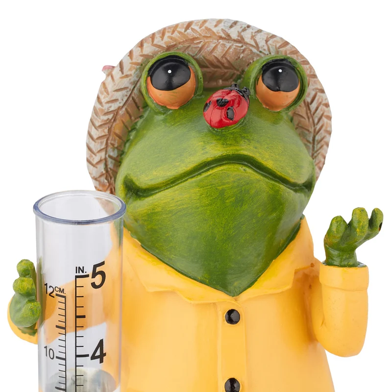 Pluviomètre analogique grenouille déco jardin 12 x 12 x 30 cm résistant aux intempéries en plastique vert 13_0012607