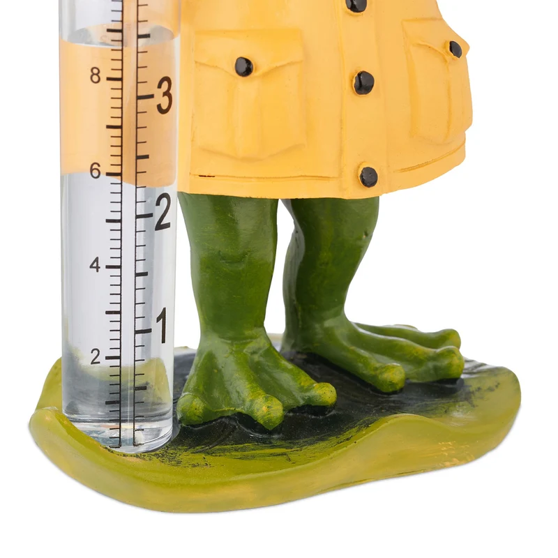 Pluviomètre analogique grenouille déco jardin 12 x 12 x 30 cm résistant aux intempéries en plastique vert 13_0012607