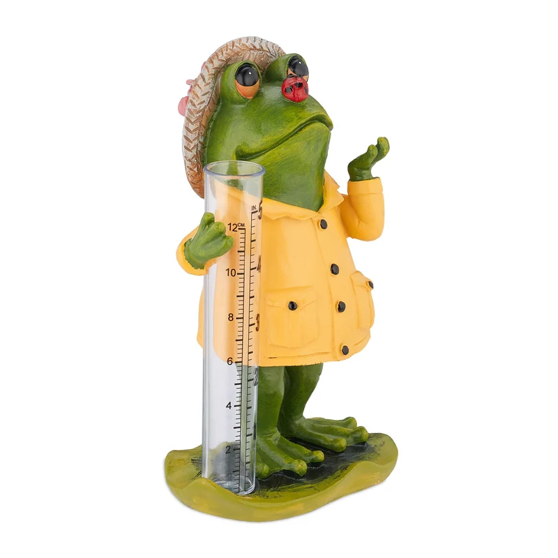 Pluviomètre analogique grenouille déco jardin 12 x 12 x 30 cm résistant aux intempéries en plastique vert 13_0012607