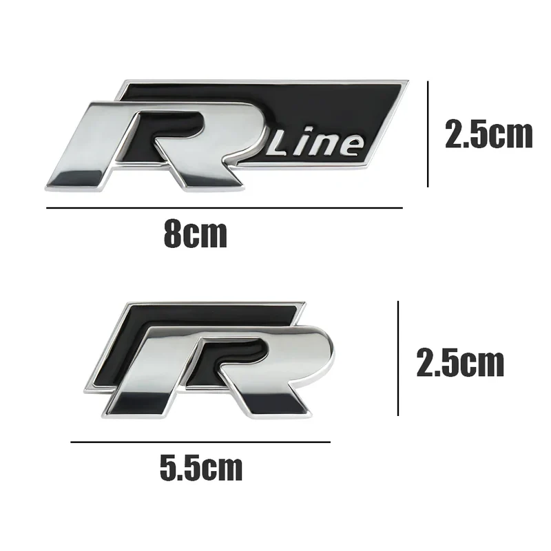 Logo R-Line Calandre Volkswagen Noir Chrome Rouge