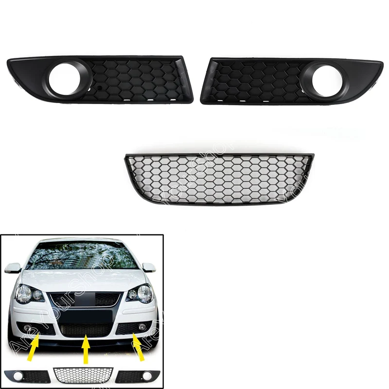 Grille Pare-Chocs VW Polo 9N3 GTI Nid Abeille 2005-2009
