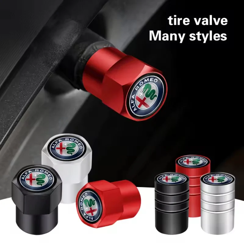 4x Bouchons de valves Alfa Romeo Noir