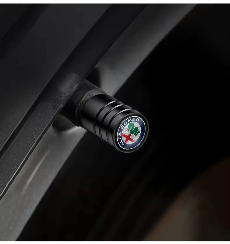 4x Bouchons de valves Alfa Romeo Noir