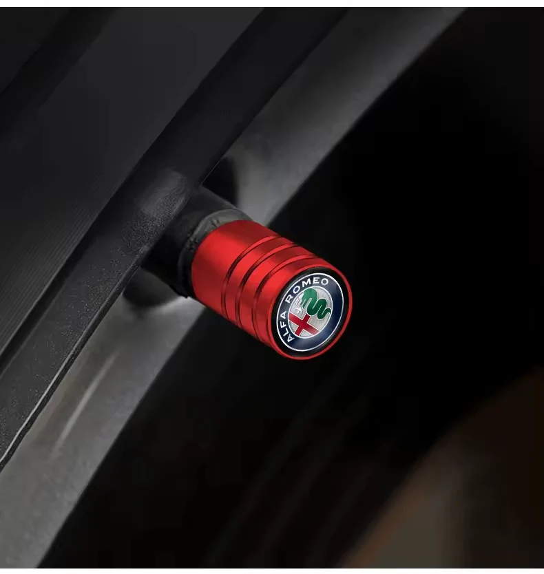 4x Bouchons de valves Alfa Romeo Noir