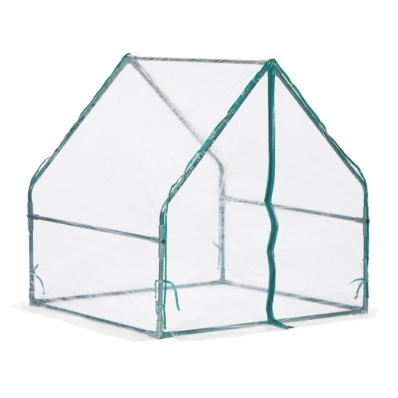 Serre de jardin tunnel légère 200 x 100 x 100 cm pour semis culture légumes avec porte en PVC vert 13_0011424