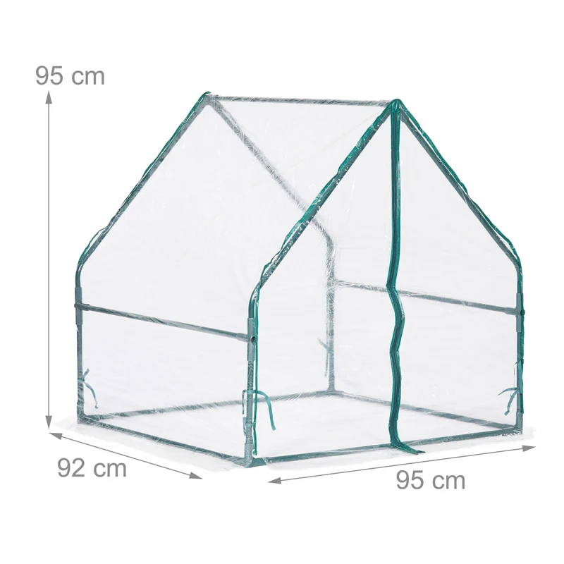 Serre de jardin tunnel légère 200 x 100 x 100 cm pour semis culture légumes avec porte en PVC vert 13_0011424