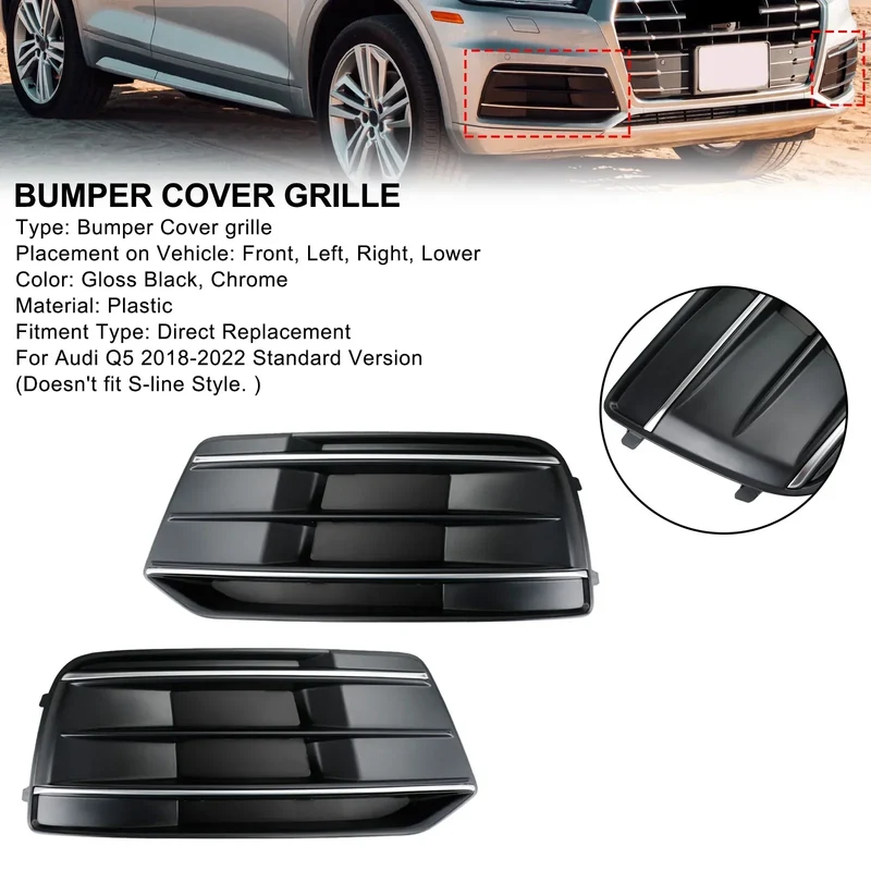 Inserts de calandre pare-chocs avant Audi Q5 noir chrome